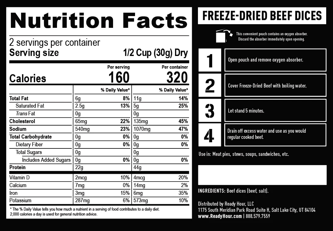 Ready Hour Freeze-Dried Beef Dices