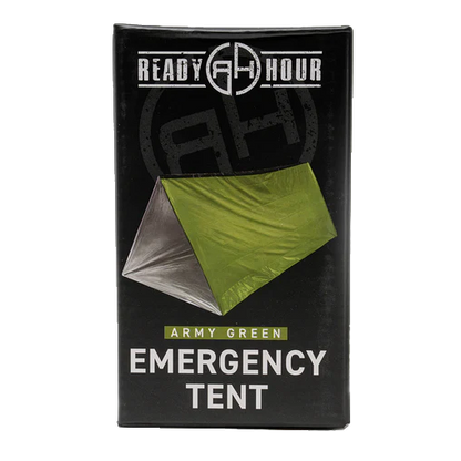 Ready Hour Army Green Nylon Emergency Tent with Survival Whistle